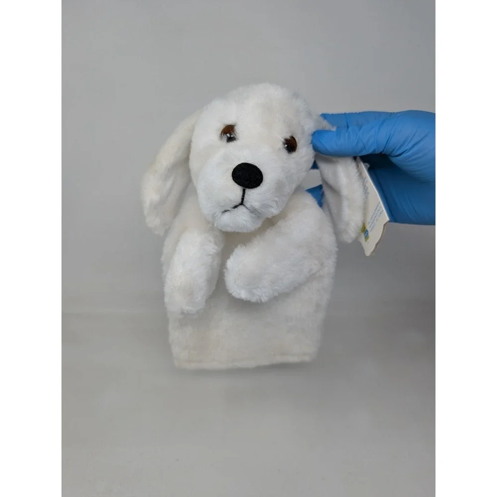 Vintage‎ Dakin Nature Puppets Funny Farm White Dog Plush Puppet 1974 Sleepy Eyes